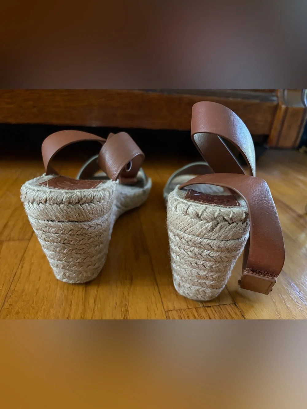 Tory Burch Bima 2 Metallic Platform Espadrille Wedge Sandals Sz 9 Summer Lux EUC